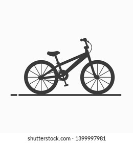 Modern BMX flat icon black version. Long ride fun bicycle
