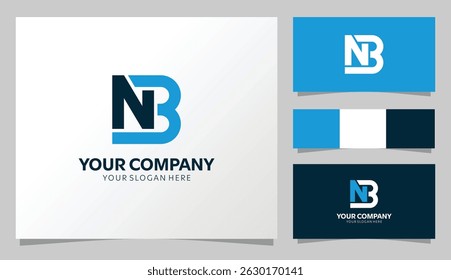 Modern "BN" Monogram Logo with Blue and Dark Color Concept