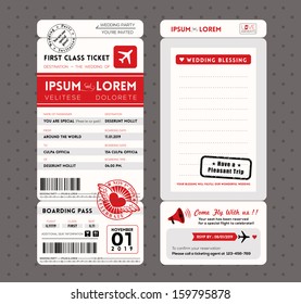 Modern Boarding Pass Ticket Wedding Invitation graphic design vector Template