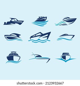 modern boat logo design set 