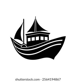 Modern Boat Silhouette Vector Illustration