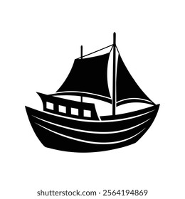 Modern Boat Silhouette Vector Illustration