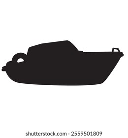 modern boat vector cartoon illustration with silhouette coloring