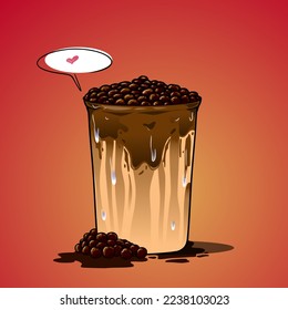 modern boba drink illustration with vector file with love