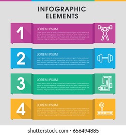 Modern bodybuilding infographic template. infographic design with bodybuilding icons includes barbell. can be used for presentation, diagram, annual report, web design.