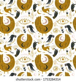 Modern bohemian style, folk tribal art in the Scandinavian style. Folk mythology, Swedish folklore. animals and plants.