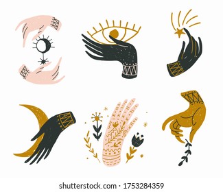 Modern bohemian style, folk tribal art in the Scandinavian style. Folk mythology, Swedish folklore. animals and plants.