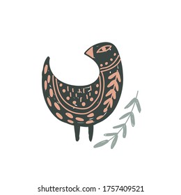 Modern bohemian style, folk tribal art in the Scandinavian style. Folk mythology, Swedish folklore. animals and plants.