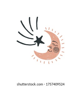 Modern bohemian style, folk tribal art in the Scandinavian style. Folk mythology, Swedish folklore. animals and plants.