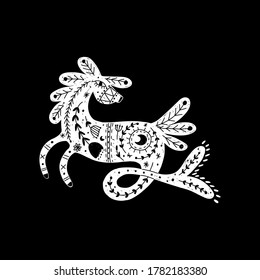 Modern bohemian style, folk tribal art in the Scandinavian style. Folk mythology, Swedish folklore. animals and plants.