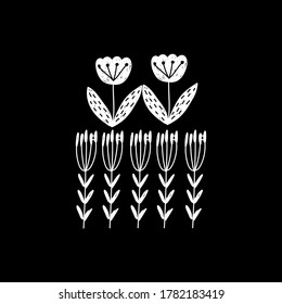 Modern bohemian style, folk tribal art in the Scandinavian style. Folk mythology, Swedish folklore. plants.