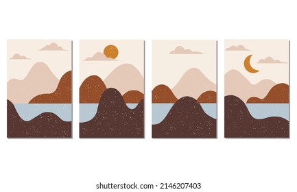 Conjunto de paisajes abstractos del Boho moderno