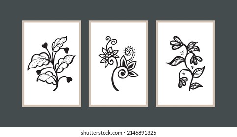 Modern boho abstract trendy background design. plant painting
