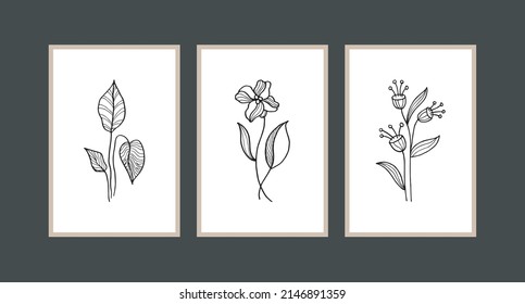 Modern boho abstract trendy background design. plant painting