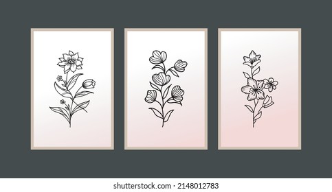 Diseño de fondo moderno y de moda. pintura de plantas