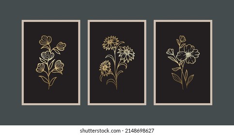 Modern boho abstract trendy background design. plant painting