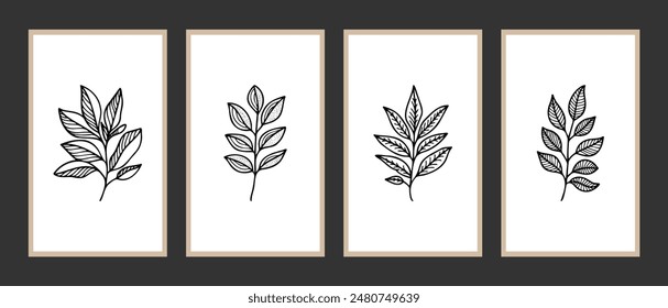 Modern boho abstract trendy background design. plant painting