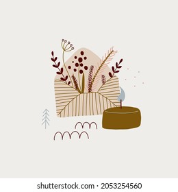 modern boho hygge minimalism. merry christmas and new year. winter stickers for design. vector set of christmas elements.