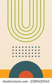 Modern boho linear geometric shapes wall art background. Boho abstract geometric line art wall decor