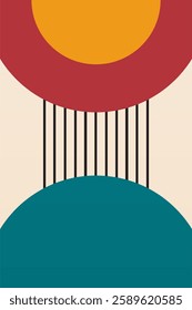 Modern boho linear geometric shapes wall art background. Boho abstract geometric line art wall decor