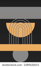 Modern boho linear geometric shapes wall art background. Boho abstract geometric line art wall decor