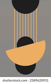 Modern boho linear geometric shapes wall art background. Boho abstract geometric line art wall decor