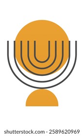 Modern boho linear geometric shapes wall art background. Boho abstract geometric line art wall decor