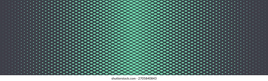 Moderne Boho Skalen Halbton gemusterten Farbverlauf Textur ultra breiten 32:9 Seitenverhältnis lebendige türkis Vektor abstrakten Hintergrund. Skalieren Sie Halbton ultrabreites Panorama-Format ausgefallene grafische Abstraktion