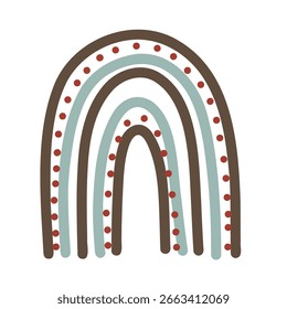 Modern boho style rainbow in soft red and teal shades with dotted accents. Great for nursery decor, digital scrapbooking, posters, and kids room artwork.