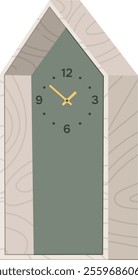 modern boho wall watches. contemporary time measuring device with wooden frame isolated on transparent background. neat vector illustration of stylish clock. nowadays interior design element.