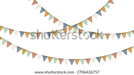 Modern boho-style bunting in soft neutral colors. Elegant vector garlands perfect for party decorations, weddings, birthdays, invitations and stylish festive designs