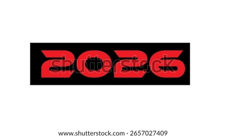 Modern Bold 2026 Typography Design with Red and White Numbers on Black Background – Futuristic New Year Graphic for Branding, Tech, and Event Promotion