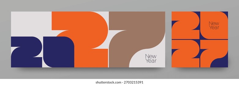 Design moderno e arrojado para 2027 com fortes formas geométricas e cores vibrantes, perfeito para cartazes, banners, marcas, promoções de férias e projetos gráficos criativos