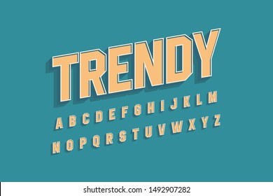 Modern  Bold  3D Font and Alphabet. Vector