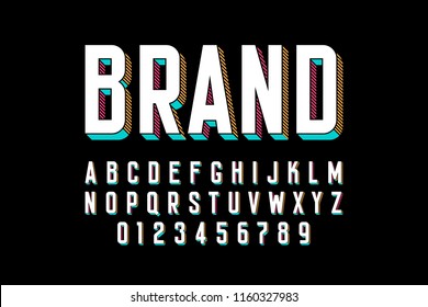 Diseño moderno de fuentes 3d negrita, letras alfabéticas y ilustración vectorial de números