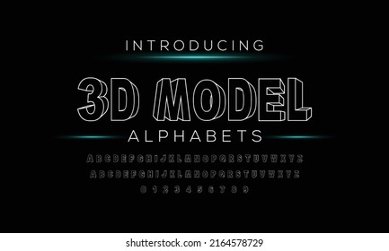 Modern bold 3d font design, alphabet letters and numbers