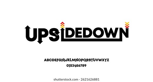 A Modern Bold Alphabet with Unique Typeface on the White Background Called Upsidedown Font, Vector Illustration