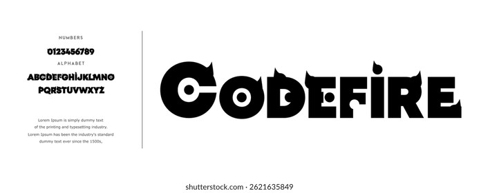 A Modern Bold Alphabet with Unique Typeface,Black and White, Vector Illustration