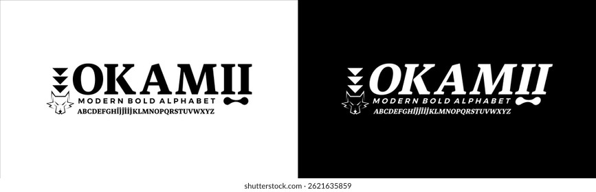 A Modern Bold Alphabet with Unique Typeface,Black and White, Vector Illustration