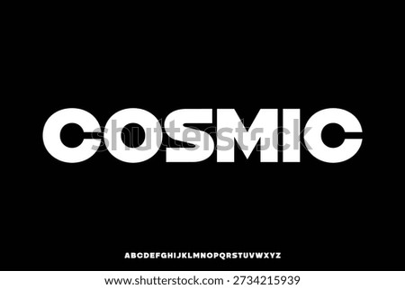 Modern bold clean sans serif alphabet font vector for logo branding. Techno cosmic typeface