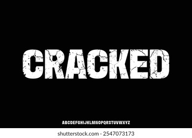 Modern bold cracked textured style alphabet display font vector