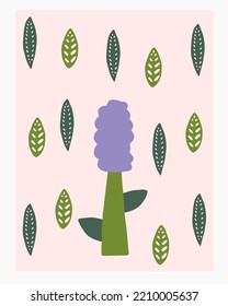 Modern bold flower abstract poster. Vector botanical illustration in flat style.