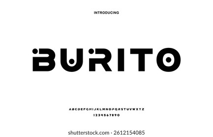 Modern Bold Font with dot. Regular  and Number Typography urban style alphabet fonts for fashion, sport, technology, digital, movie, logo design, vector illustration
