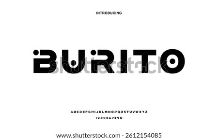 Modern Bold Font with dot. Regular  and Number Typography urban style alphabet fonts for fashion, sport, technology, digital, movie, logo design, vector illustration
