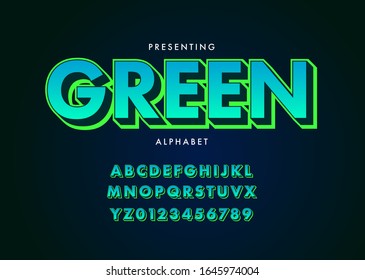 Modern Bold Font Effect With Green color and 3d effect