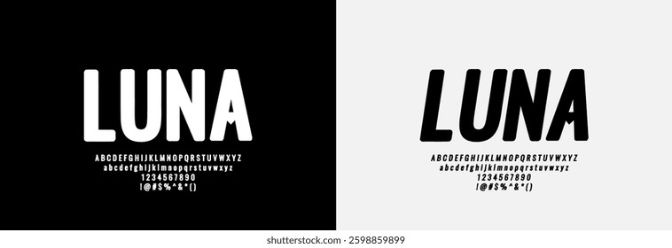 Modern Bold Font. Minimalist and Simple Lettering. Uppercase, Lowercase, Number and Symbol. Editable Vector graphic. Modern Alphabet for Lettering, Poster, and any design project. 