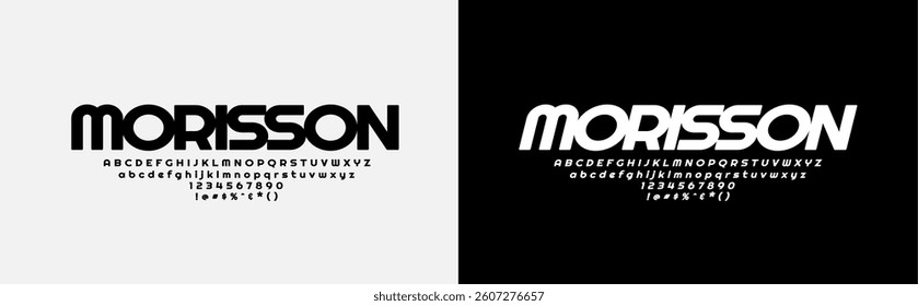 Modern Bold Font. Minimalist and Simple Lettering. Uppercase, Lowercase, Number and Symbol. Editable Vector graphic. Modern Alphabet for Lettering, Poster, and any design project.	
