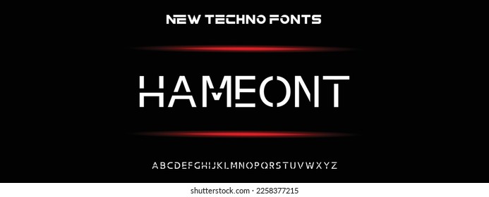 Moderne, feine Schriftart. Normale Italienische Nummerntypografie Alphabet-Schriftarten für Mode, Sport, Technologie, Digital, Film, Logo-Design, Vektorgrafik