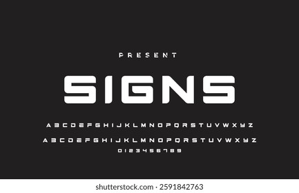 Modern Bold Font. Regular Italic Number Typography urban style alphabet fonts for fashion, sport, technology, digital, movie, logo design, vector illustration