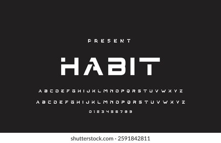 Modern Bold Font. Regular Italic Number Typography urban style alphabet fonts for fashion, sport, technology, digital, movie, logo design, vector illustration